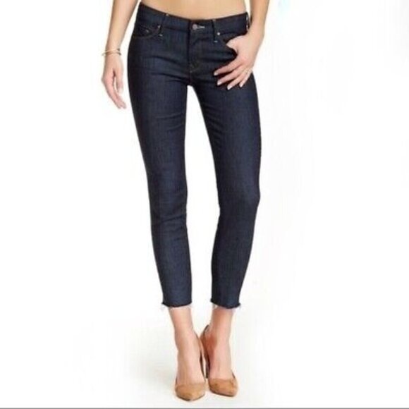 Mother Looker Ankle Fray Jeans So Good Dark Blue 25 - Picture 1 of 7